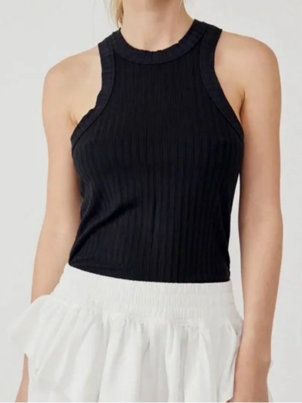 Free People Movement Blissed Out Black Ribbed Racerback Tank